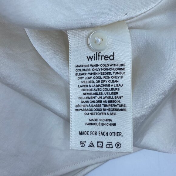 Wilfred Cream Satin Long Sleeve Open Back Blouse | Size L - Picture 6 of 8